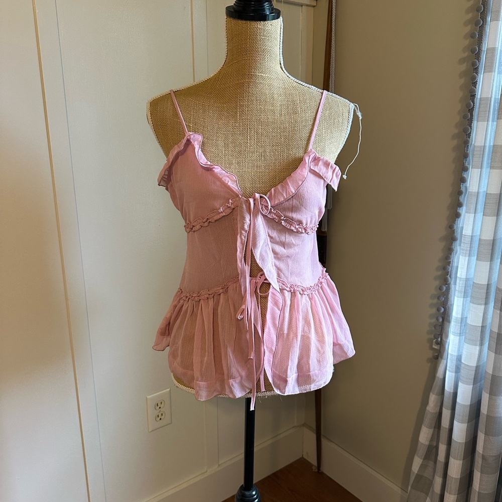 Hellbent Pink Ruffled Peplum Top